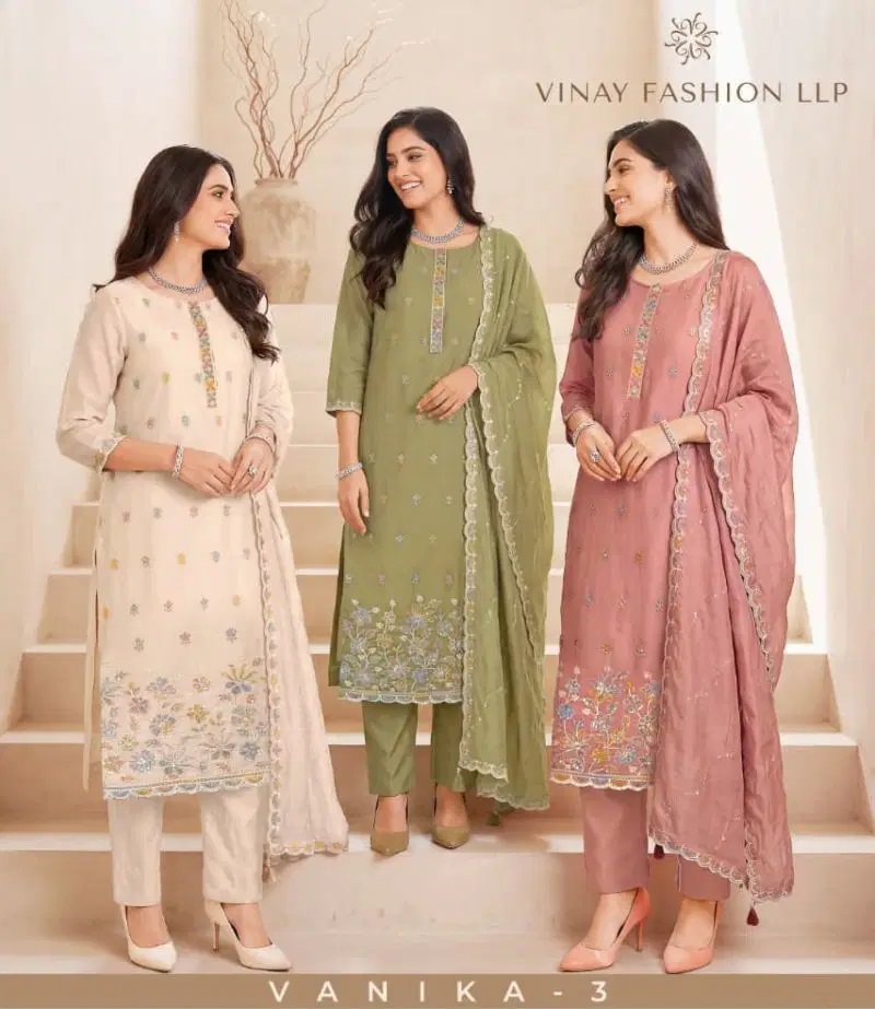 Vinay Kuleesh Vanika Vol 3 Mul Chanderi Salwar Kameez
