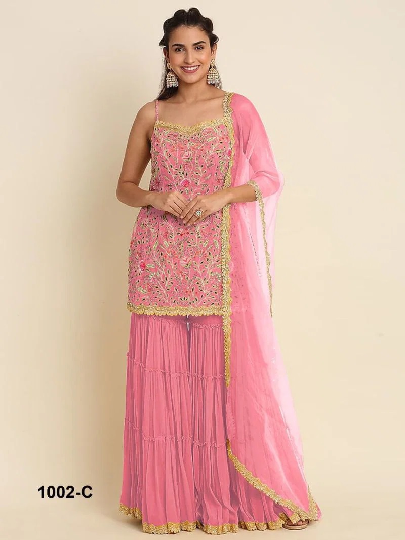 Tf 1002 A To D Fox Georgette Designer Salwar Palazzo Online