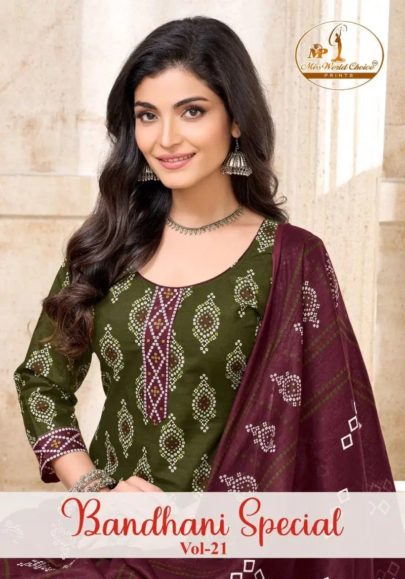 Miss World Bandhani Vol 21 Cotton Patiyala Readymade Dress