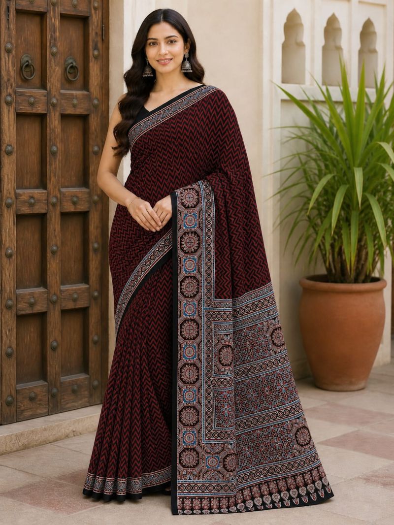 Ajrakh Vol 1 Modal Silk Ajrakh Hand Blocked Printed Saree