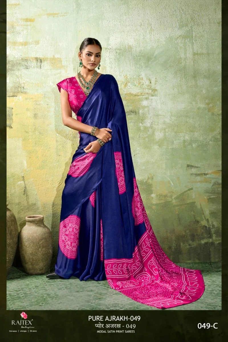 Rajtex Pure Ajrakh 049 Modal Ajrakh Printed Saree Collection