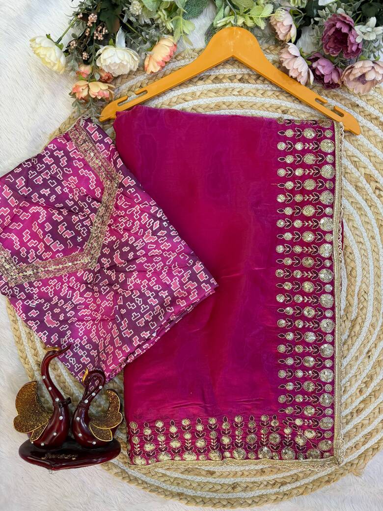 N 5612 Soft Jimmy Embroidery Work With Lace Border Saree Collection