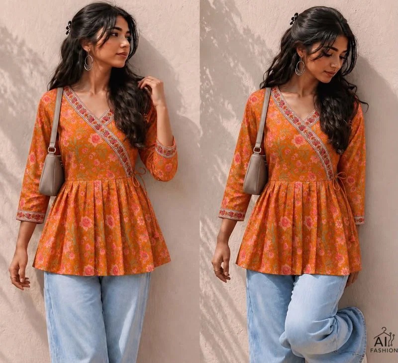 Peplum Vol 1 Printed V Neck Cotton Short Kurti Collection