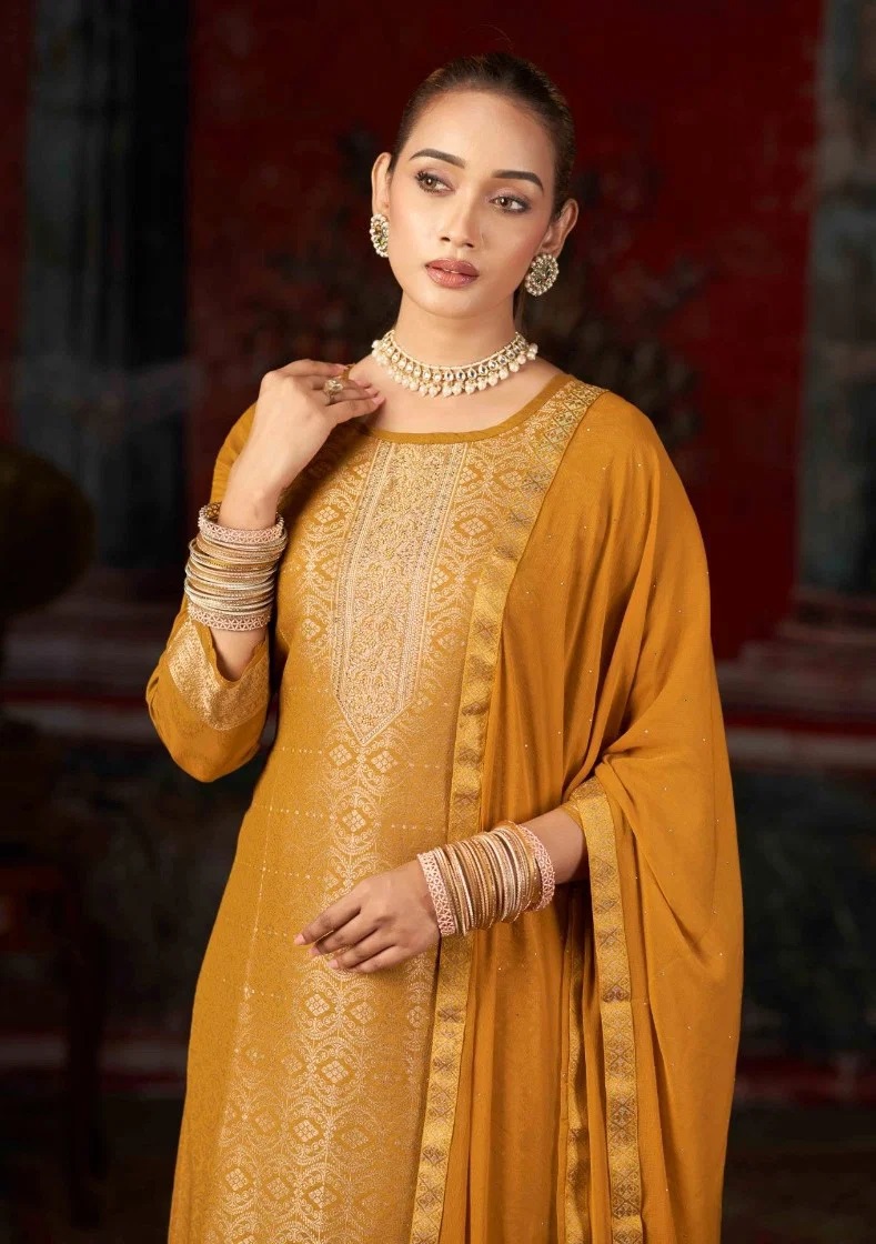 Four Dots Koyal Vol 10 Muslin Swaroski Work Dress Material