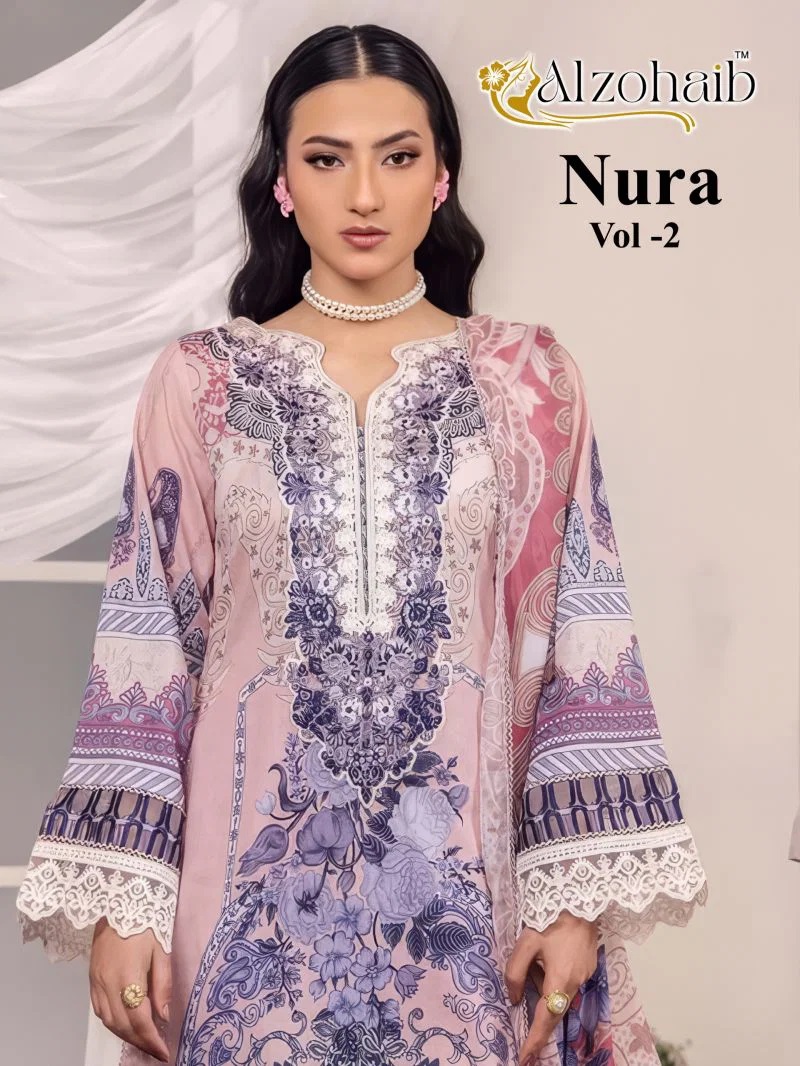 Alzohaib Nura Vol 2 Patch Work Salwar Kameez With Chiffon Dupatta