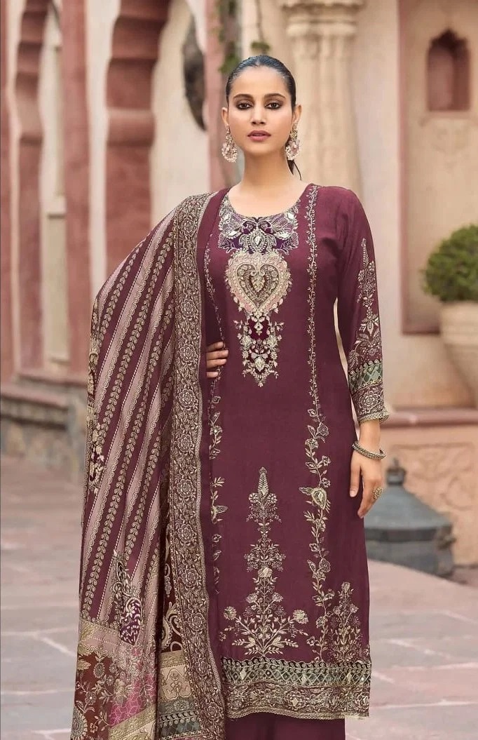 Shree Kt 398 A To D Viscose Maslin Handwork Salwar Kameez