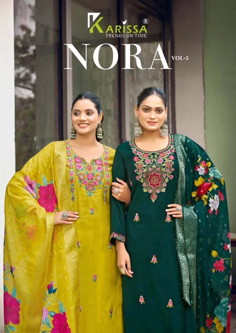 Karissa Nora Vol 5 Viscose Khatli Work Kurti With Bottom Dupatta Set