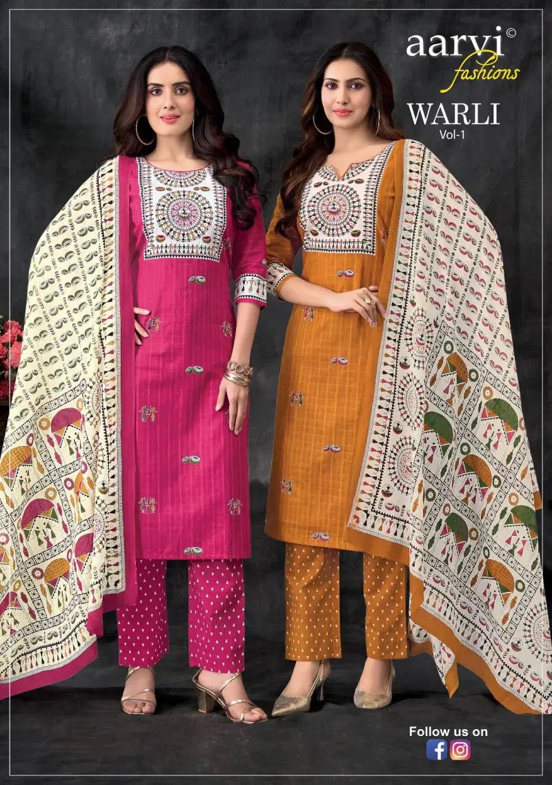 Aarvi Fashion Warli Vol 1 Handwork Kurti Bottom With Dupatta