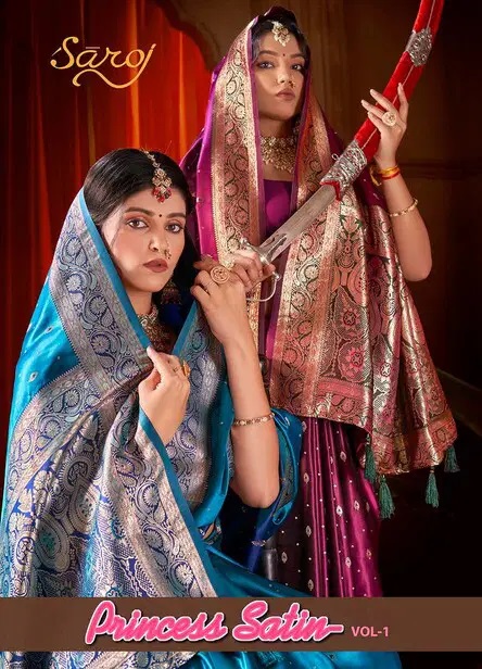 Saroj Princess Satin Vol 1 Silk Zari Work Wedding Saree Collection