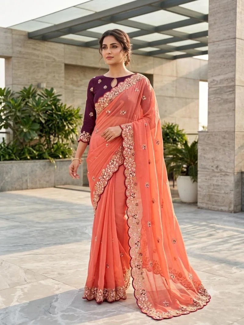 Sw Kavya Vol 1 Georgette Embroidered Saree Collection