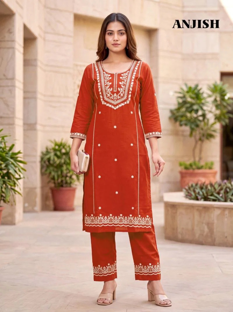 Banwery Anjish Cotton Embroidered Kurti With Bottom Collection