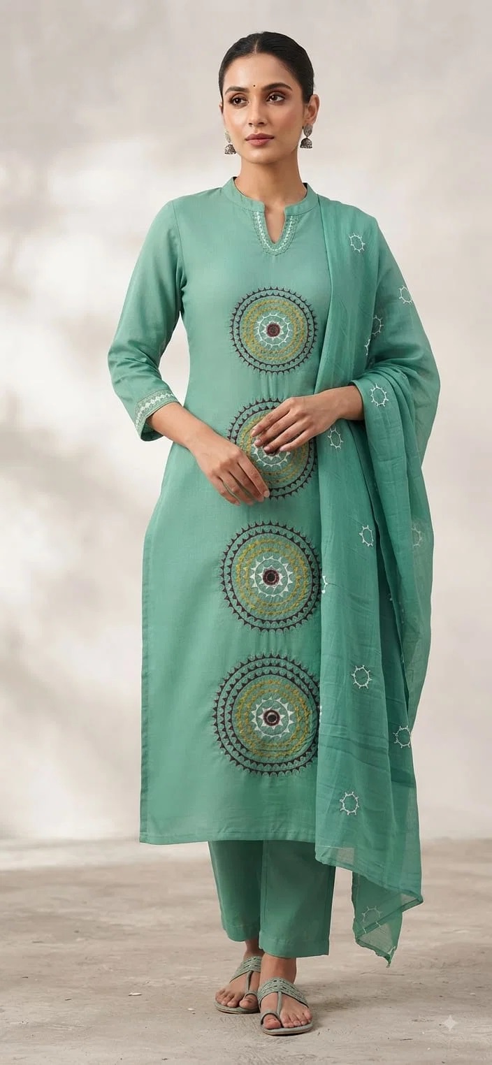 Tlc Vol 106 Embroidery Cotton Kurti Set With Dupatta