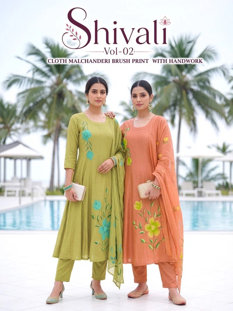 Shivali Vol 3 Mul Chanderi Anarkali Kurti Set With Dupatta