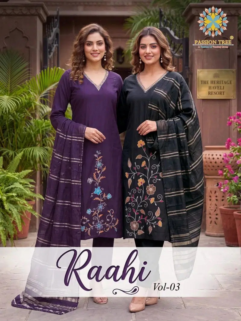 Passion Tree Raahi Vol 3 Roman Silk Embroidered Kurti Set With Dupatta