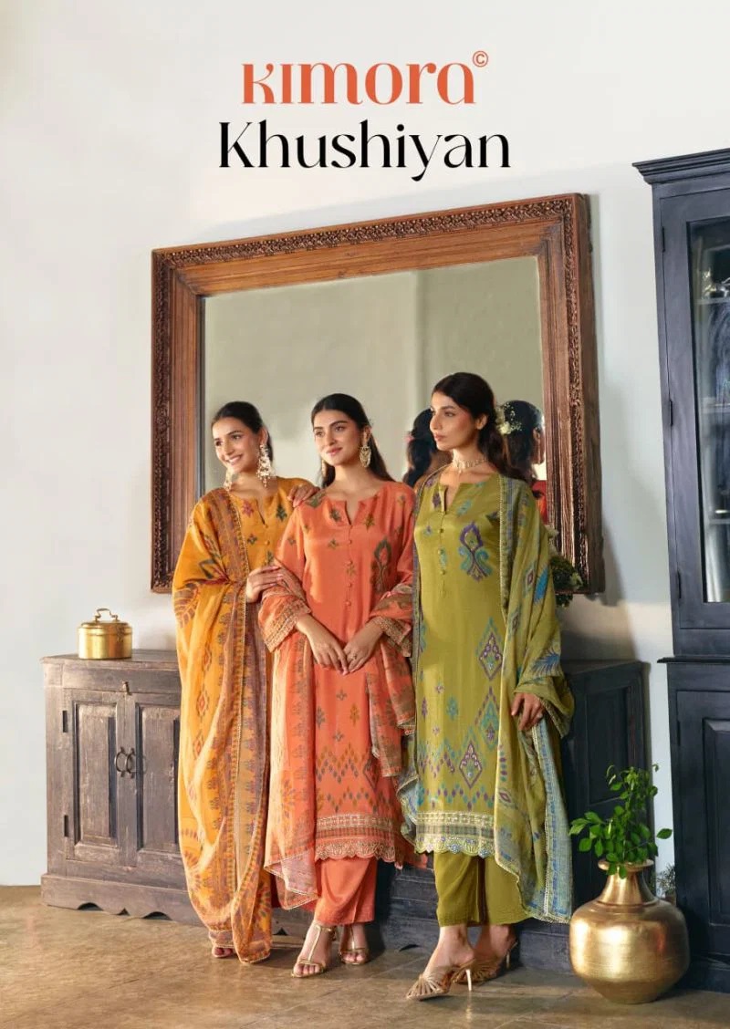 Kimora Suit Khushiyan Vol 100 Muslin Hand Work Salwar Kameez
