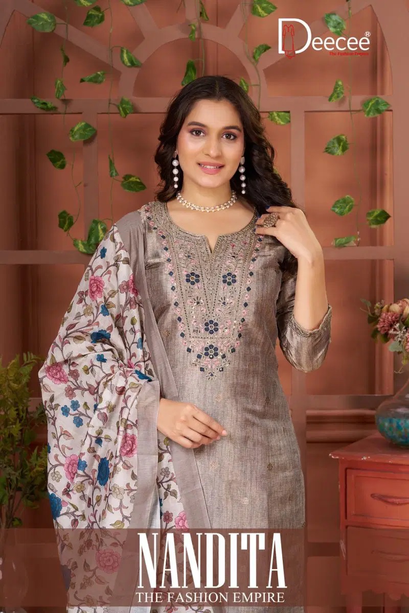 Deecee Nandita Simar Embroidered Kurti With Bottom Dupatta