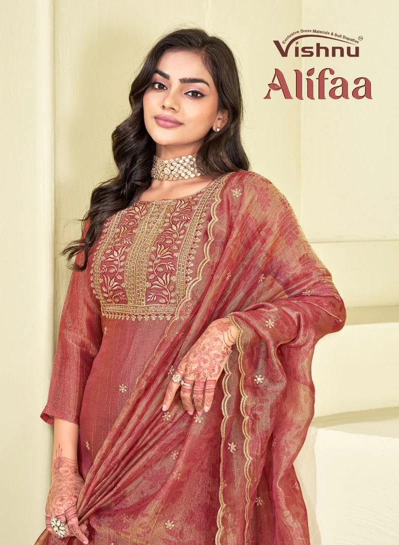 Vishnu Alifaa Salsa Silk Designer Dress Material Collection