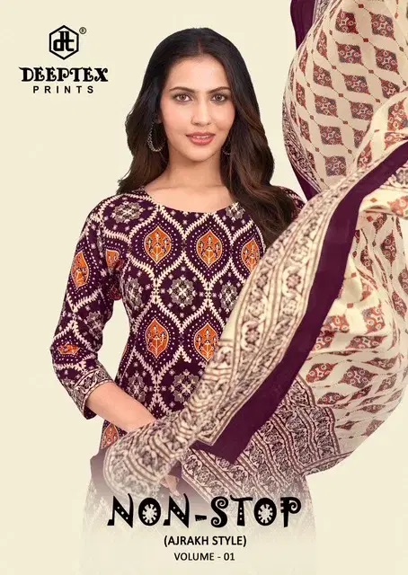 Deeptex Non Stop Ajrakh Vol 1 Printed Cotton Dress Material