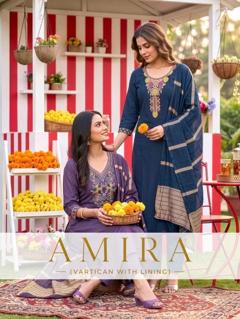 Amira D No 1001 To 08 Embroidered Kurti Bottom With Dupatta