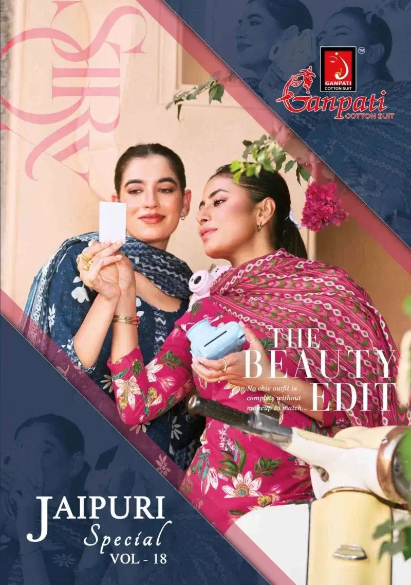 Ganpati Jaipuri Vol 18 Cotton Kurti Pant With Dupatta Collection