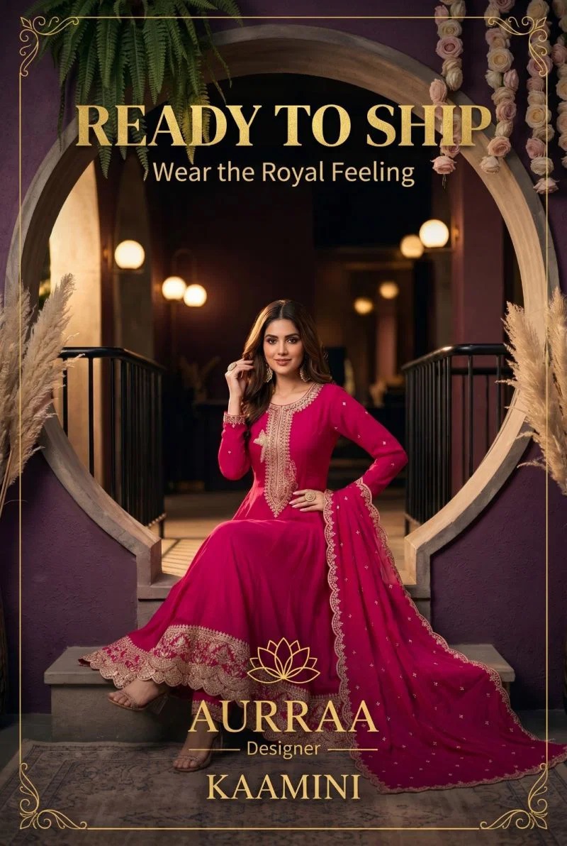 Aurraa Kaamini Premium Silk Embroidered Kurti Bottom With Dupatta