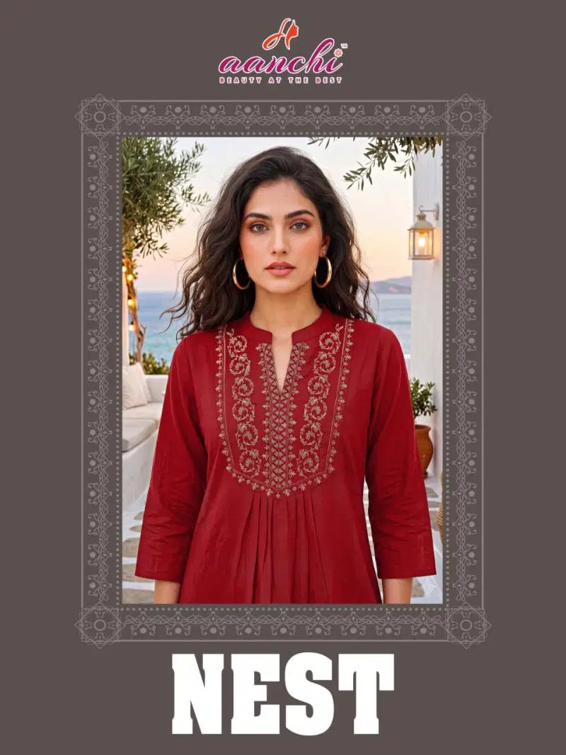 Aanchi Nest Vatican Embroidered Ladies Short Top Collection