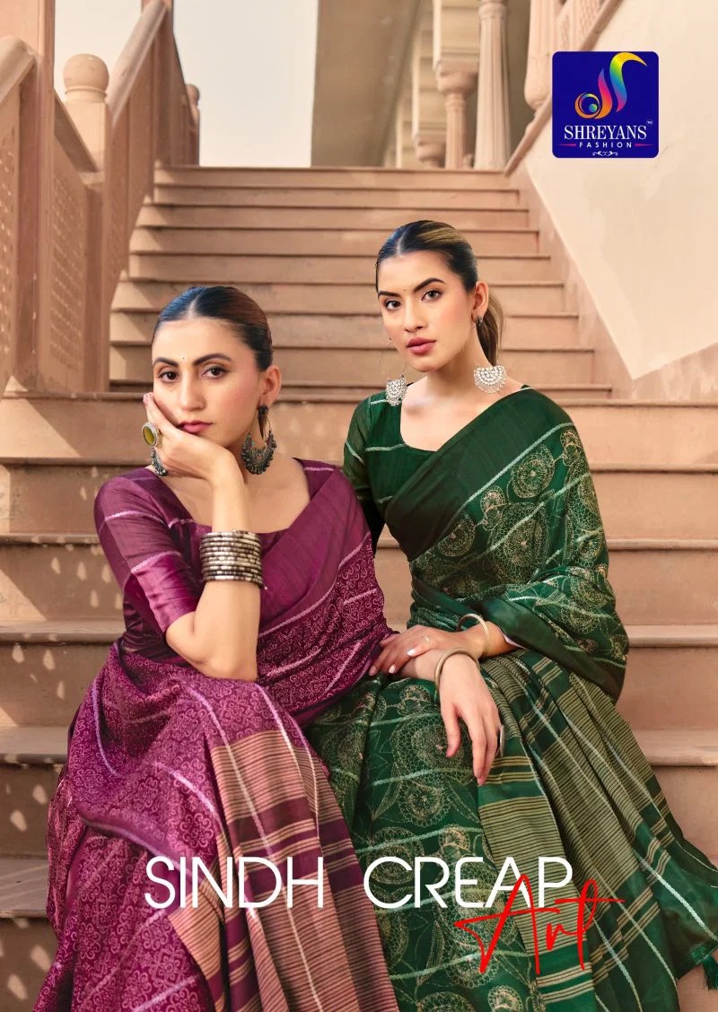 Shreyans Sindh Creap Printed Saree Best Price