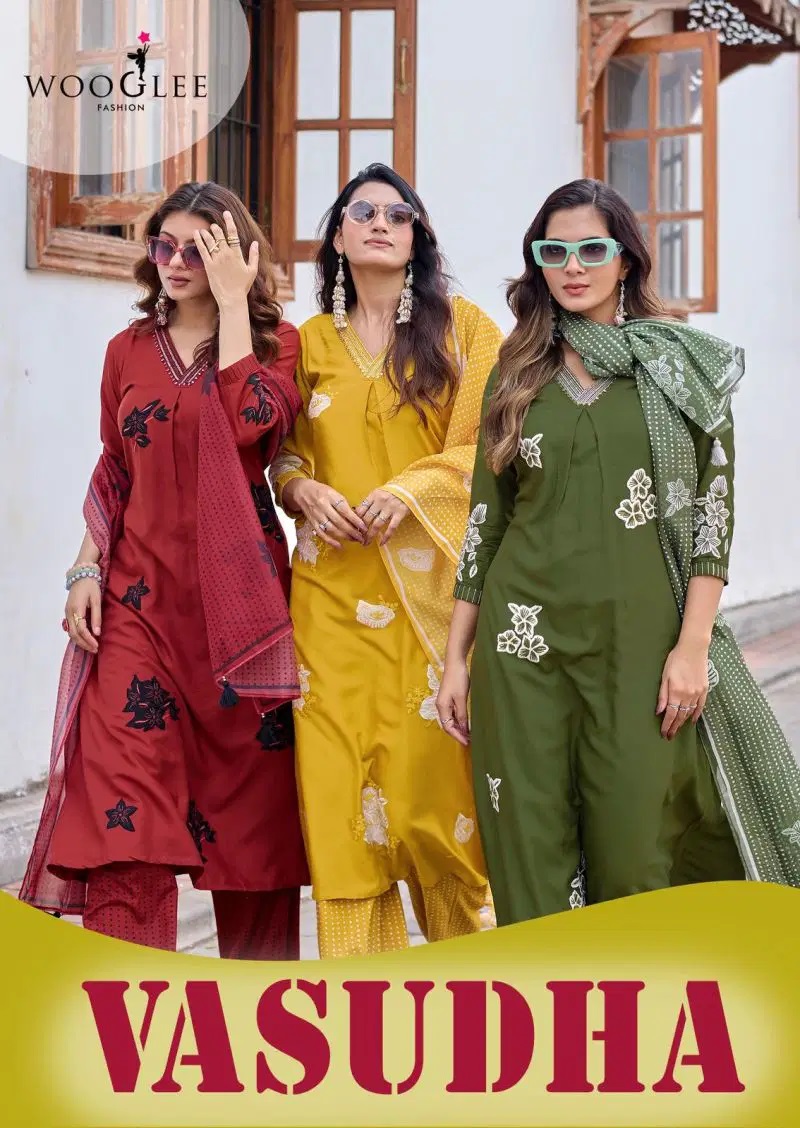 Wooglee Vasudha Hand Work Kurti With Bottom Dupatta