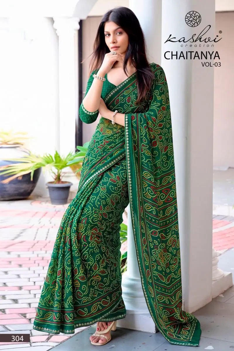 Kashvi Chaitanya Vol 3 Georgette Bandhani Saree Collection