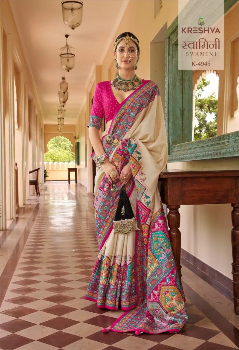 Kreshva Swamini Mercerized Silk Designer Rajwadi Saree Collection