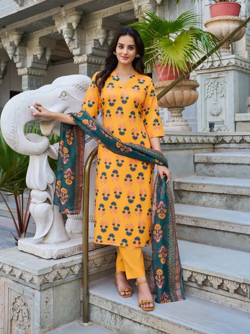 Dhruvi 507 Viscose Printed Kurti Set With Dupatta