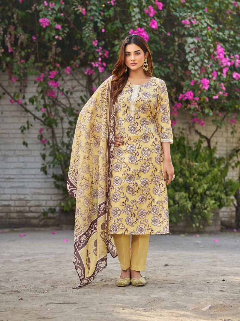 Dhruvi 511 Viscose Printed Kurti Set With Dupatta Collection
