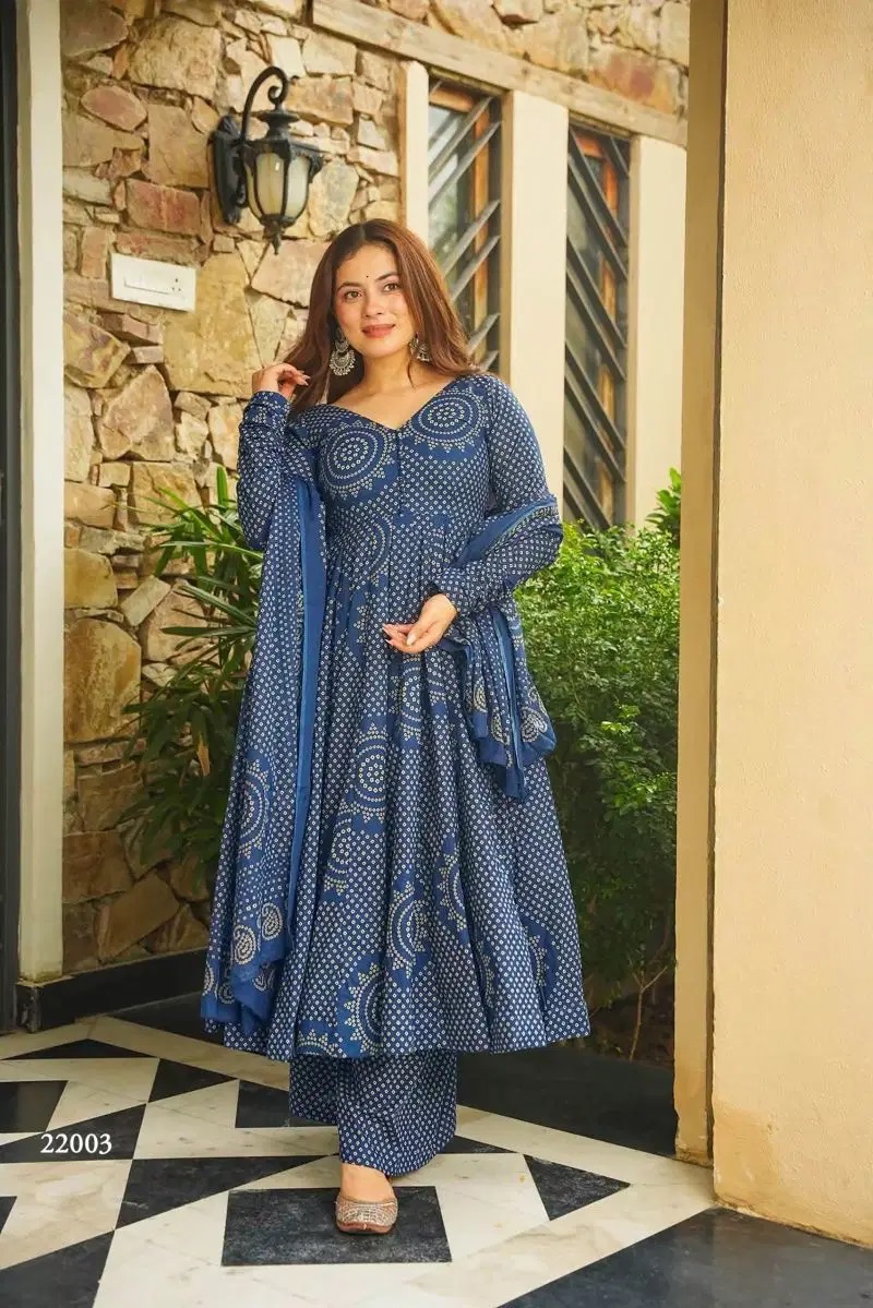 Clora Vol 22 Cambric Cotton Printed Flared Kurti Set With Dupatta