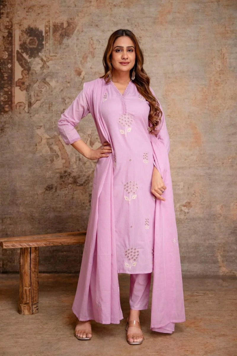 Naisha K 1278 Silk Cotton Kurti WIth Bottom Dupatta