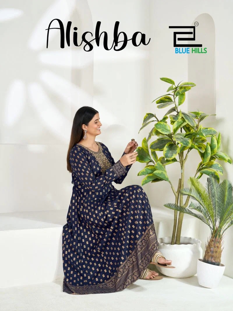 Blue Hills Alishba Embroidery Neck Work Anarkali Long Kurti