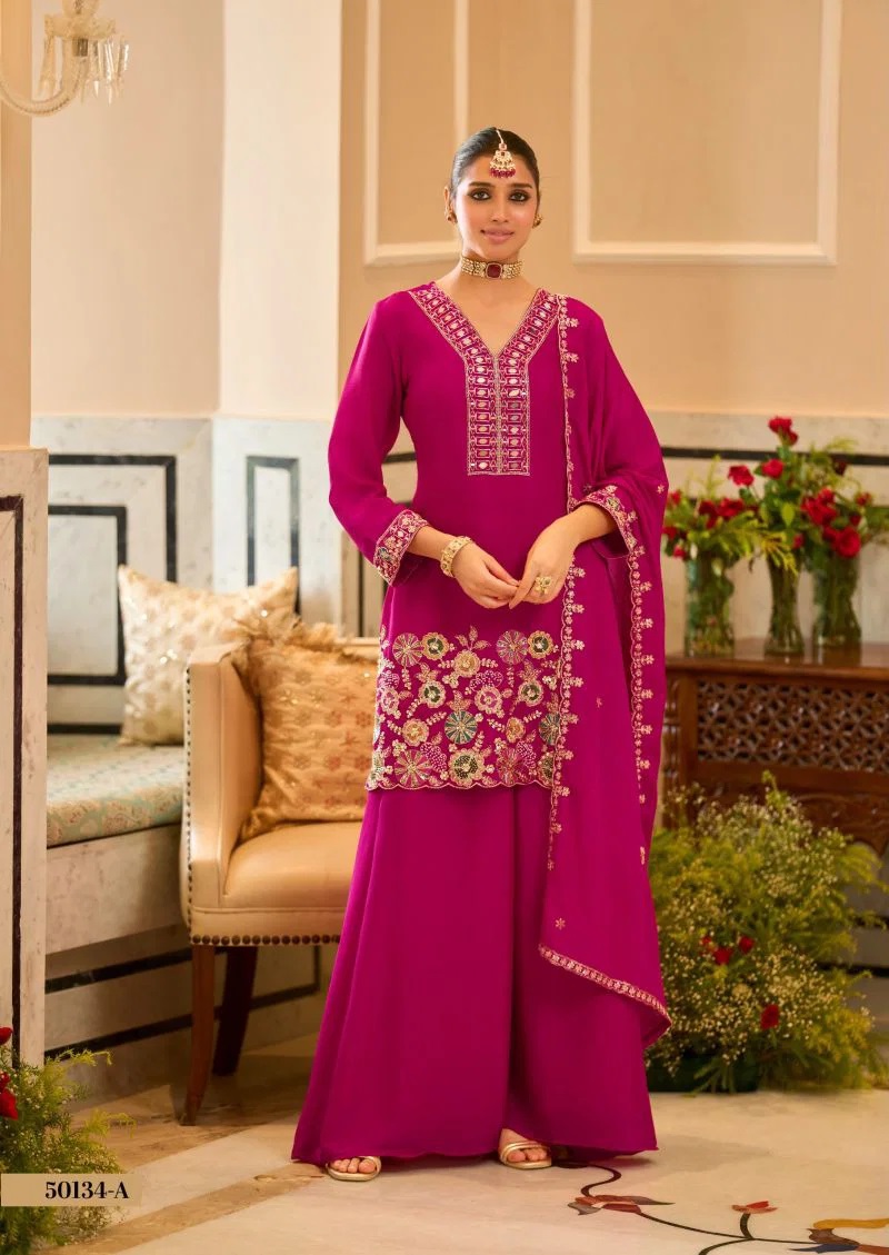 Zaveri D 50134 A And B Chinon Beats Work Salwar Kameez Collection
