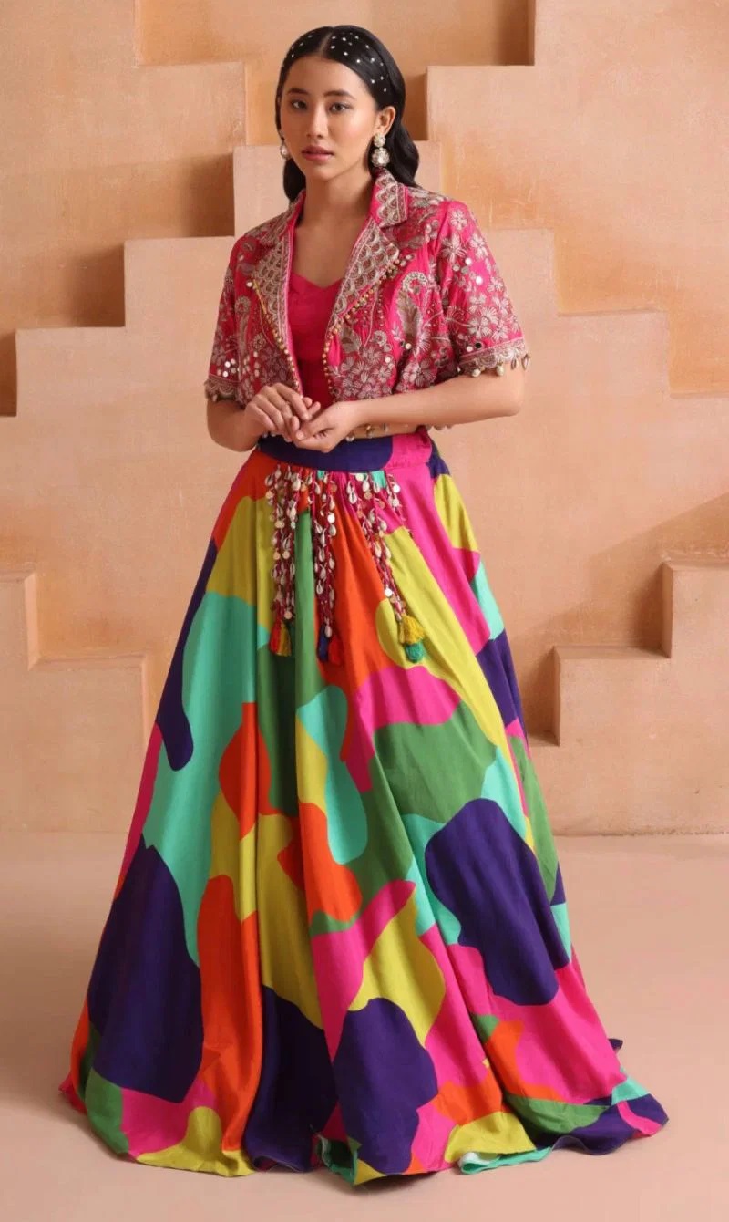 Bt 7166 Chinon Silk Designer Lehenga Choli With Jacket