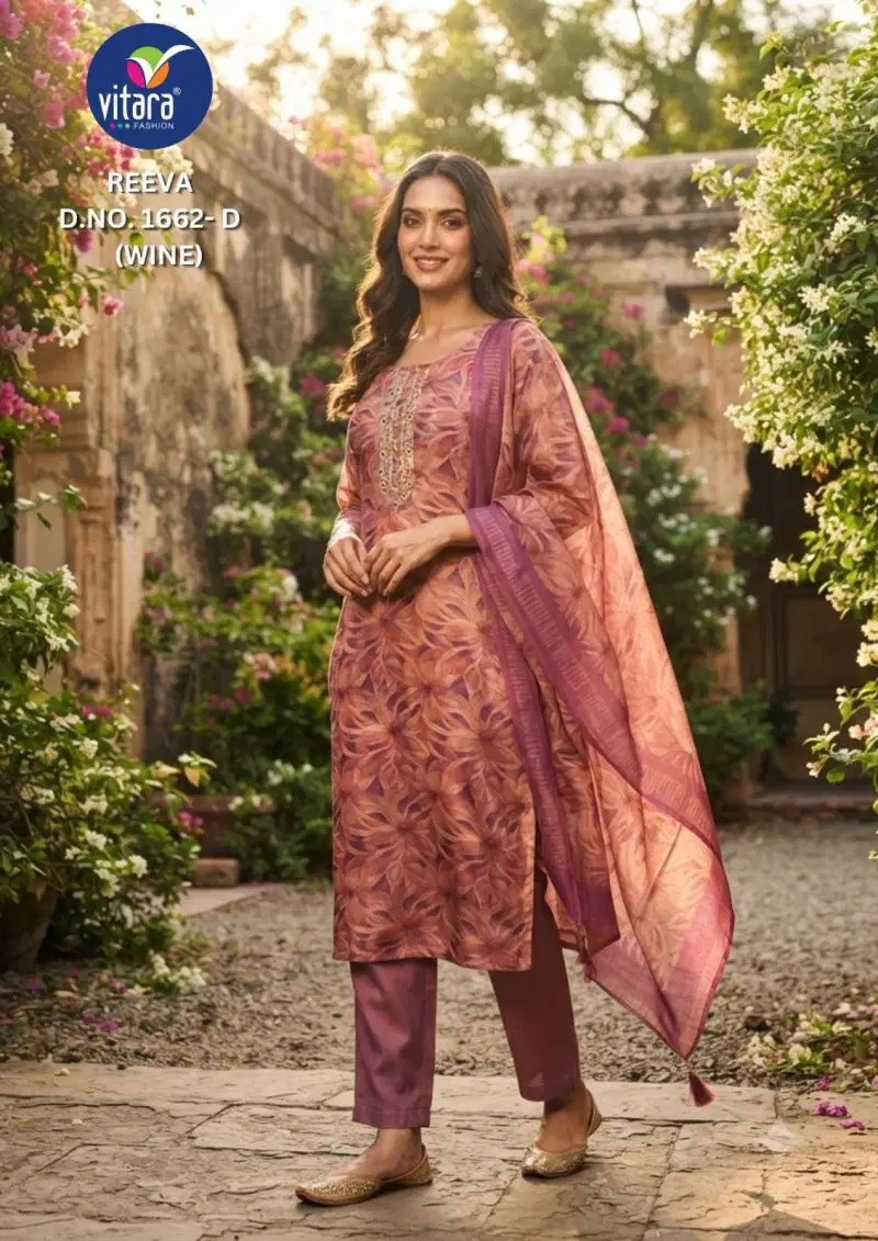 Vitara Reeva Handwork With Flower Print Kurti Set With Dupatta
