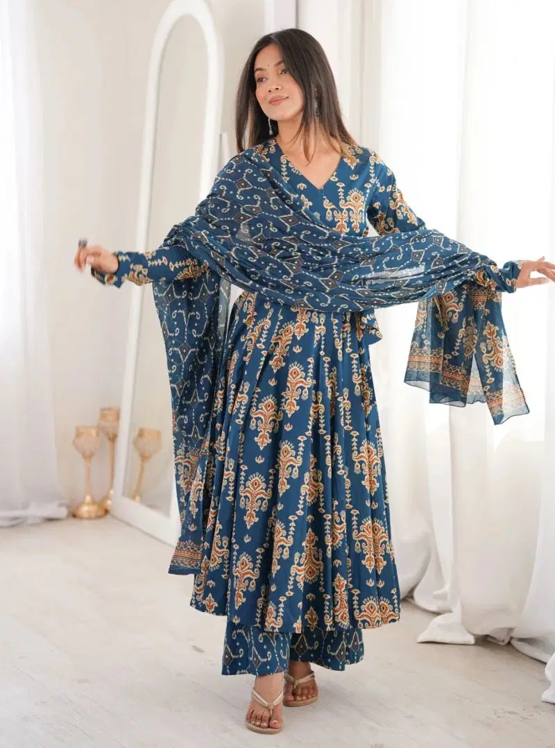 Dhruvi 532 Viscose Printed Anarkali Kurti Bottom With Dupatta