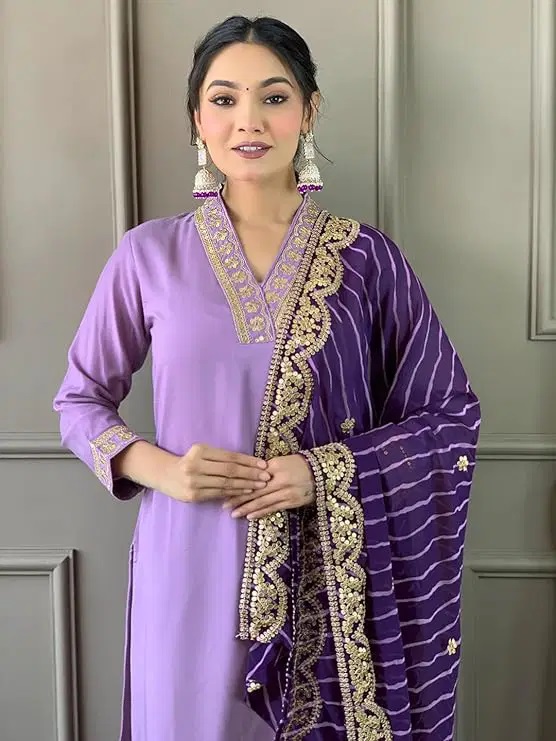 S Mahi 139 Viscose Chanderi Kurti Set With Dupatta