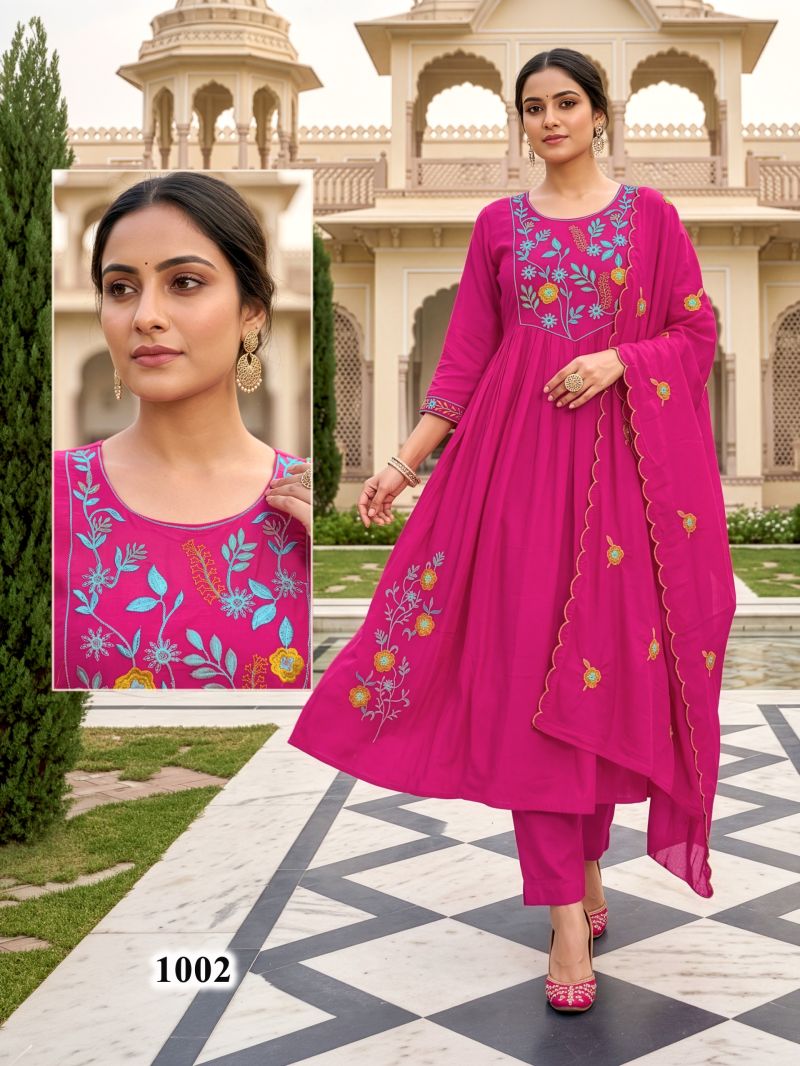 Kalki Vol 3 Mul Chanderi Anarkali Kurti Bottom With Dupatta