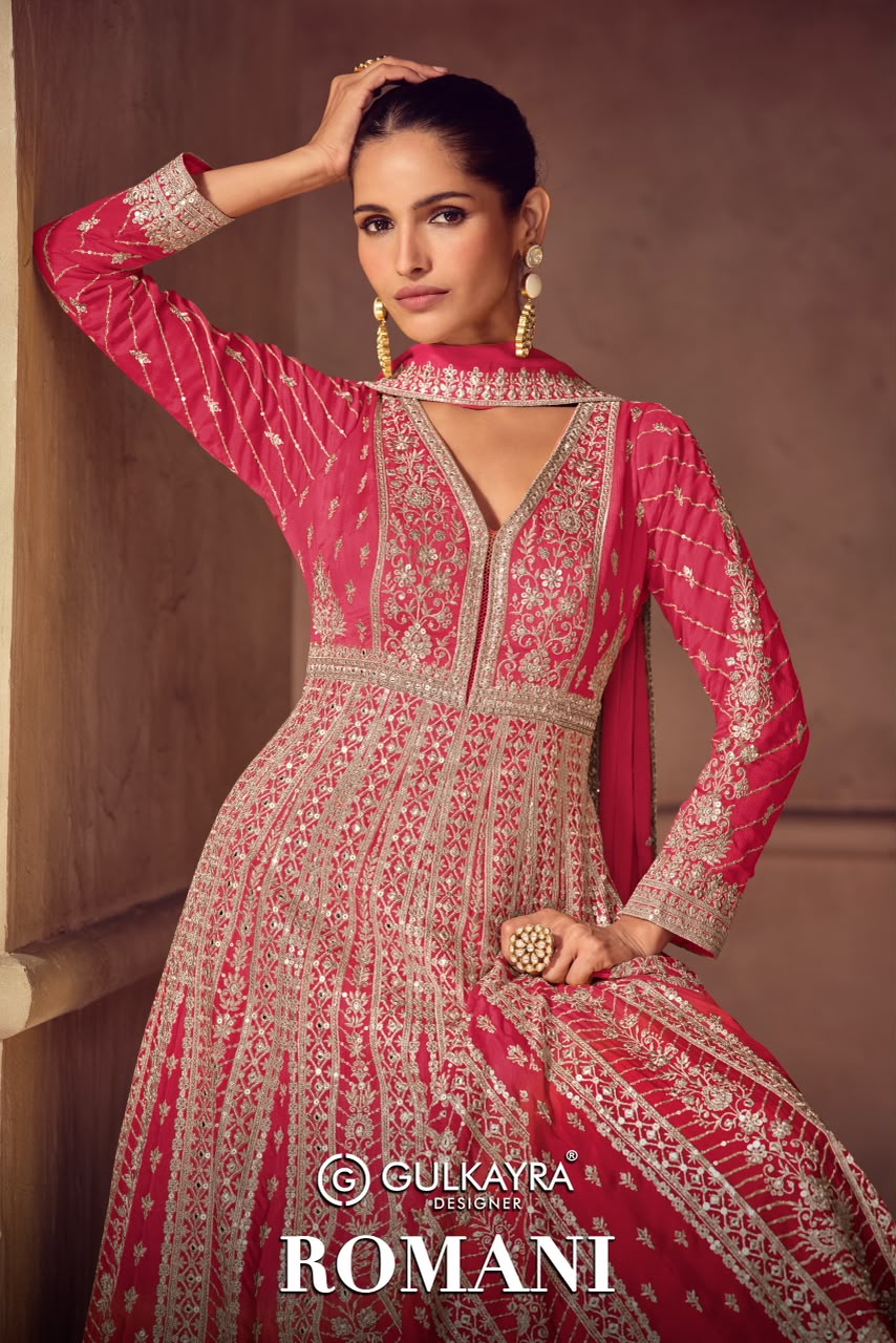 Gulkayra Romani Real Chinon Designer Gown With Dupatta Collection