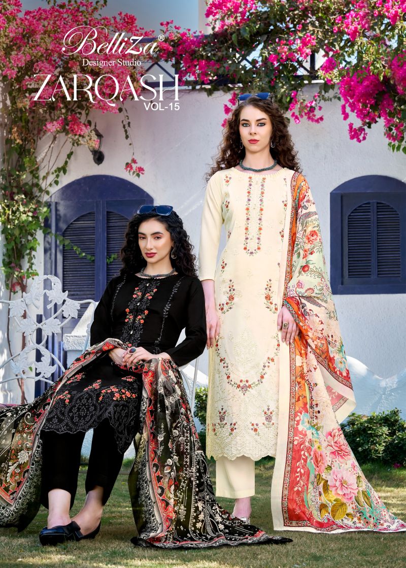 Belliza Zarqash Vol 15 Embroidered Dress Material Collection