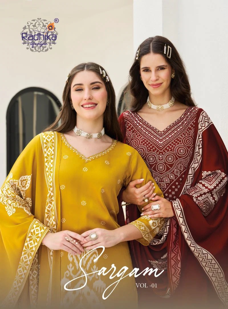 Radhika Sargam Vol 1 Hand Work Kurti With Bottom Dupatta