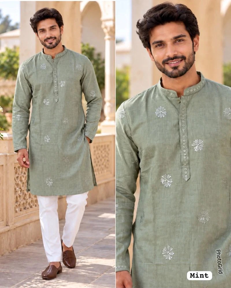 Grand Utsav Vol 5 Linen Festive Mens Kurta With Bottom Collection