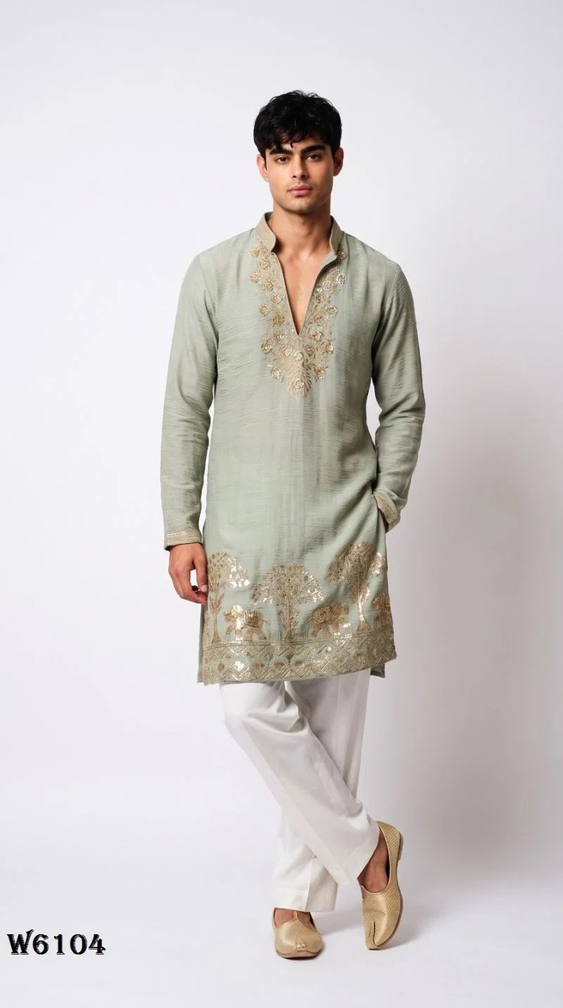 Outluk Wedding 61 Salsa Designer Mens Kurta With Pant Collection