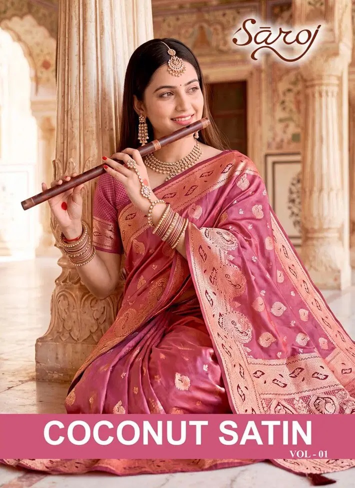 Saroj Coconut Satin Vol 1 Satin Silk Traditional Saree Collection