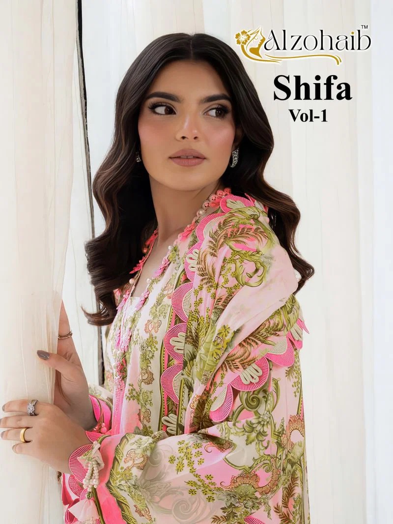 Alzohaib Shifa Vol 1 Cotton Patch Work Salwar Kameez Supplier