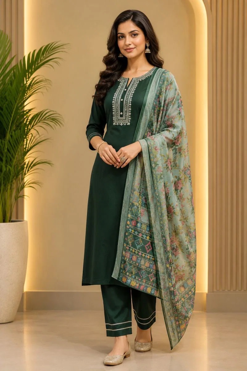 Emily 15 Embroidered Kurti Set With Dupatta Collection
