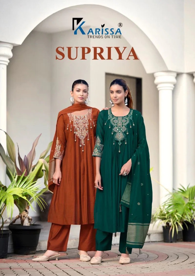 Karissa Supriya Viscose Thread Work Kurti With Bottom Dupatta